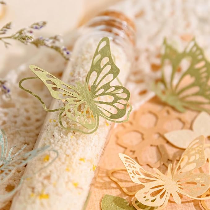 300pcs Scrapbook Paper Cutouts Lace Flowers Butterfly - Image 6