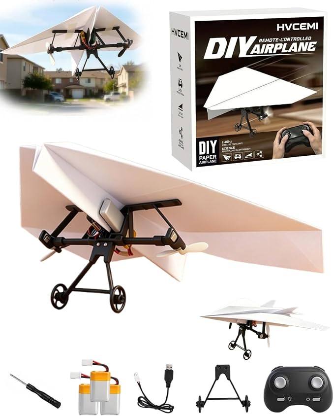 Rc Paper Airplane Motor Kit DIY Model Airplanes Launcher Construction Set by Hvcemi
