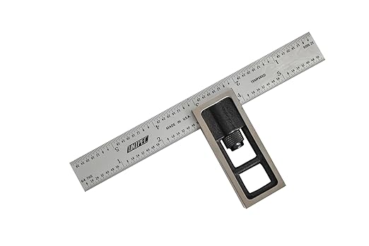 Precision Double Square for Metal Working and Fabrication, Carpentry, Woodworking and Machine Setup,4R Blade (8ths, 16ths, 32nds, 64ths), Hardened, Chrome Stainless Steel Blade, Made in US
