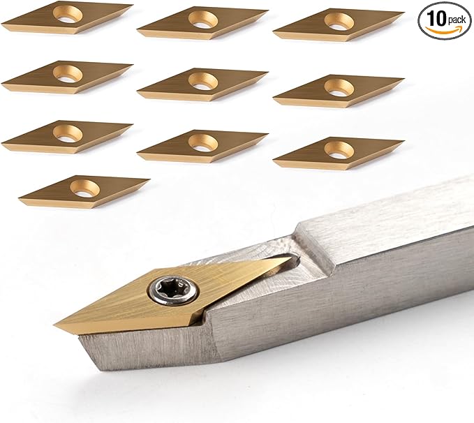 TASP Titanium Coated Carbide Cutter Inserts for Wood Turning Tools,10x30mm,Pack of 10,Diamond