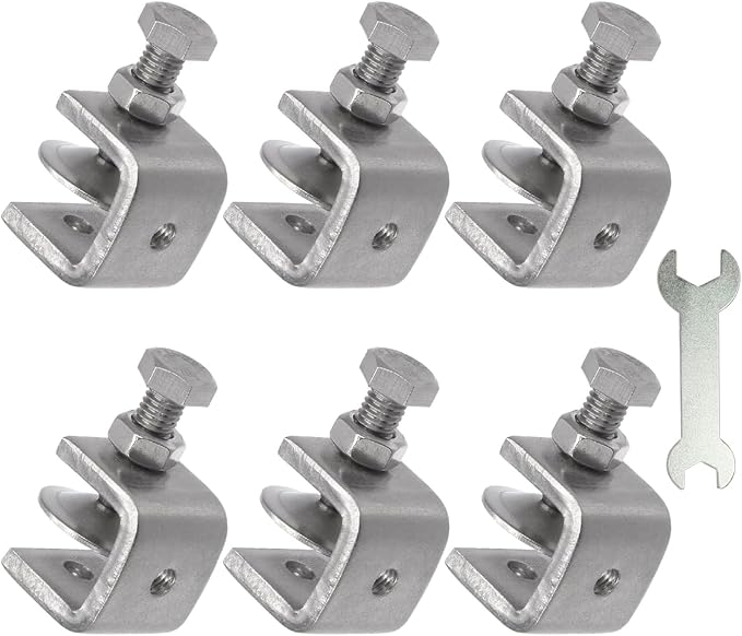 Stainless Steel C Clamps, Mini Tiger Clamp Set for Mounting, Heavy Duty Metal U Clamps, Small Desk G-Clamp with 0.98 Inch Stable Wide Jaw Opening for Metal Working Woodworking Welding Building (6pcs)