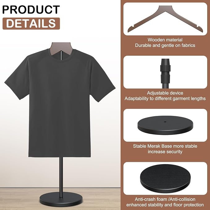 OLV 2 Pack Mannequin Torso, 18-34 Inch Adjustable Shirt Display Stand Black | - Image 3
