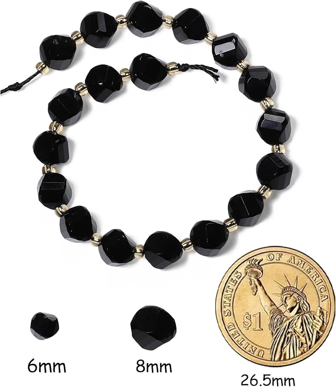 42pcs Natural Black Tourmaline Stone Beads - Image 2