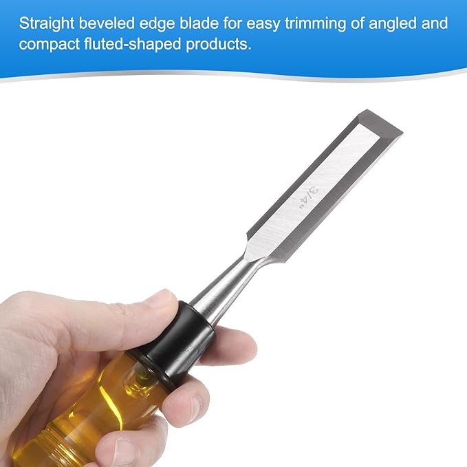 HARFINGTON Wood Chisel 3/4" CRV Steel Beveled Edge Blade PVC High Impact Handle Woodworking Hand Tools with Caps for Carving Furniture Making Carpentry Tools