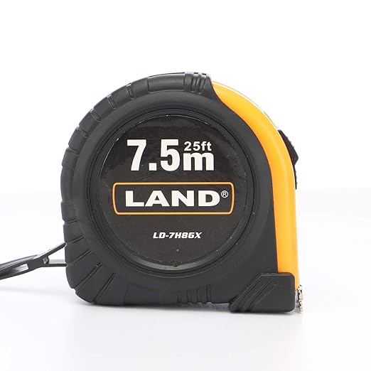 LAND 25Ft Retractable Measuring Tape - Heavy Duty Tape Measure, Inch/Metric Double Scale, Sturdy Matte Blade, Magnetic Hook for Measurement Alone, TPR Rubber Protective Case (25FT)