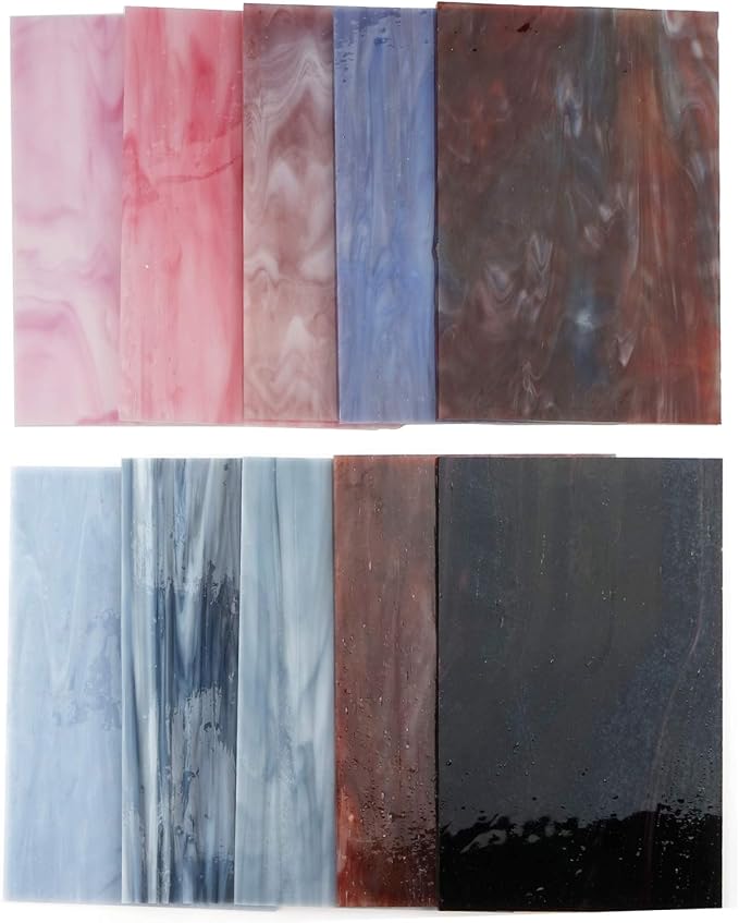 Lanyani（10 Sheets）Variety Stained Glass Sheets 4 x 6 inch Opal Art Glass Pack - Image 4