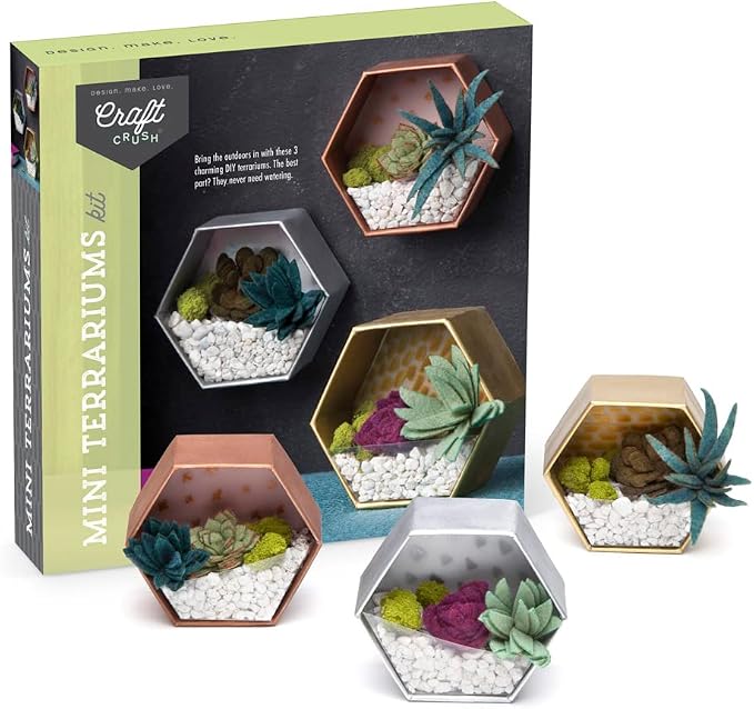 Craft Crush — Mini Plants Terrariums Easy Fun Arts and Craft Kit — Make 3 - Image 2