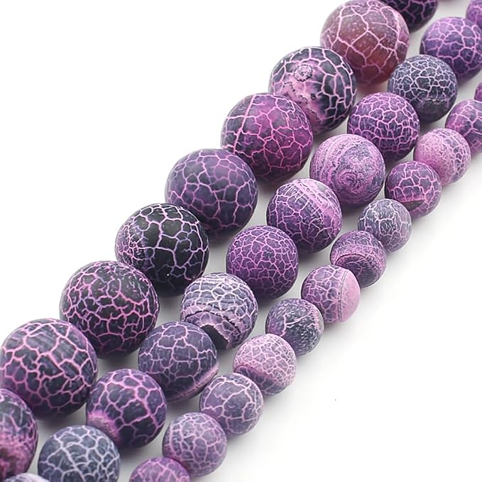 48pcs Natural Matte Purple Oxidized Gemstone Beads，8mm Frosted Round Loose - Image 7