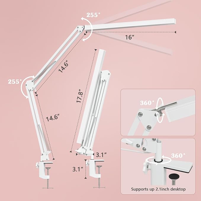 LED Desk Lamp, Manicure Table Lamp, Dimmable Eye-Caring Drafting Light - Image 2