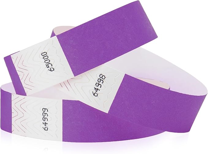 1,000 WristCo Pantone Purple Tyvek Wristbands for Events - Comfortable Tear Resistant Paper Bracelets ID Wrist Bands for Concerts Festivals Admission Party Identification
