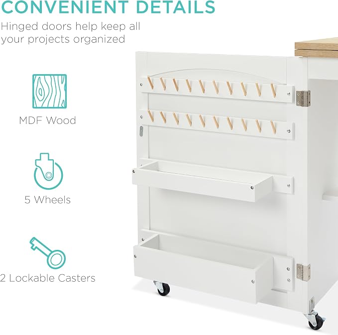 Best Choice Products Folding Sewing Table Multipurpose Craft Station & Side Desk - Image 7