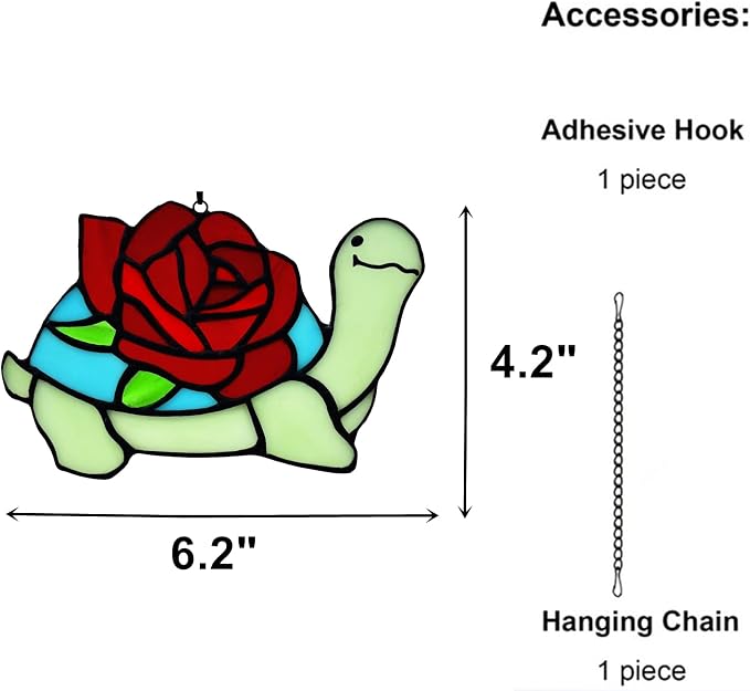 Stained Glass Turtle with Rose Birthday Gifts - Image 4