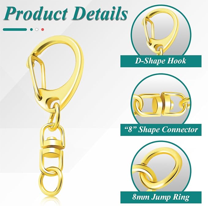 25 Pack Lobster Claw Clasps Keychain Kit, Bronze Keychain Clip - Image 4