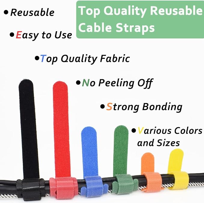 80pcs Cable Ties Reusable Multicolor Wire Ties Cable Management Cord Ties - Image 5