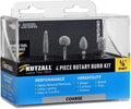 Kutzall 4-Piece Rotary Burr Kit - 1⁄8" Shaft, Coarse - Wood Carving Bits for Dremel, Foredom, Ryobi, DeWalt, Milwaukee Tools - Structured Tungsten Carbide