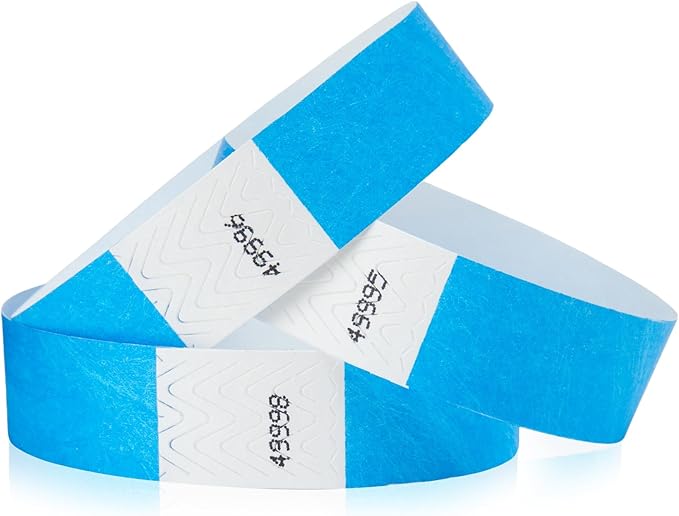 600 WristCo Neon Blue Tyvek Wristbands for Events - Tamper-Proof Design & Fluorescent Color Prevent Reuse Premium-Grade Bracelets for Hospital & Medical ID, Party & VIP Identification