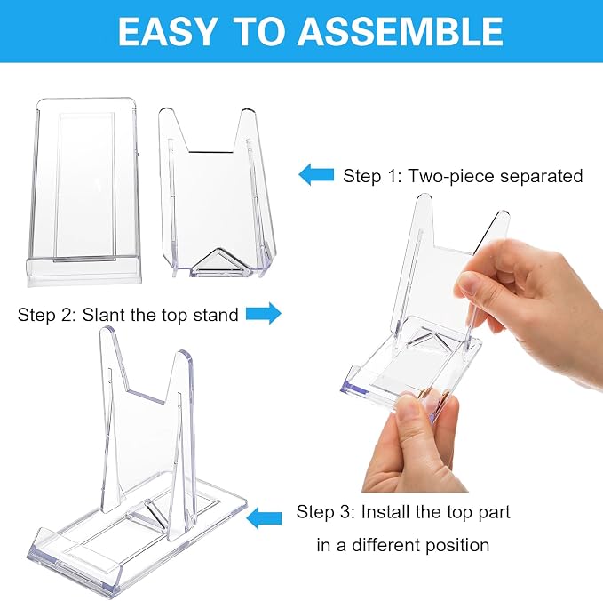 Frcctre 30 Pack Acrylic Easel Stand Plastic Plate Stands Adjustable Clear - Image 3