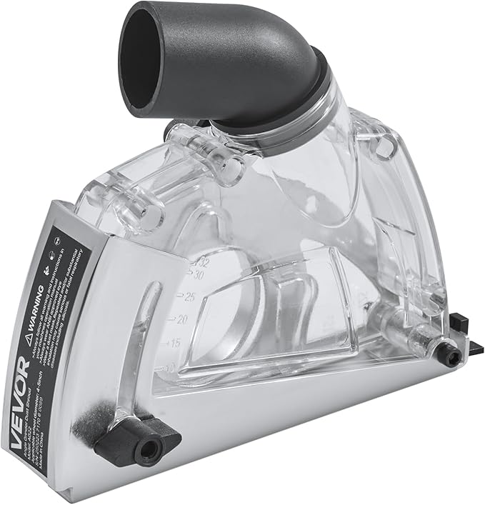 VEVOR Cutting Dust Shroud for Angle Grinders, Universal 4-5 in Angle Grinder Dust Shroud with 6 Clamping Washers & 5 in Diamond Grinding Cup Wheel, Adjustable Cutting Depth, Connect to Vacuum Cleaner