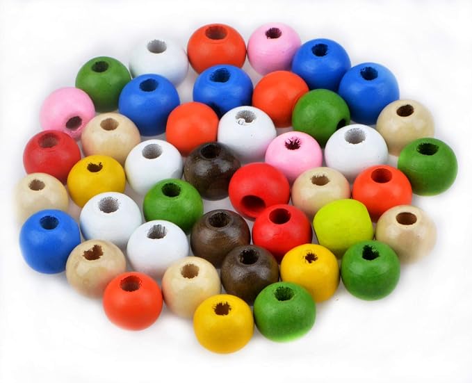 AD Beads Wood Spacer Loose Wooden Craft Beads Big Hole Beads Assorted by ADBeads