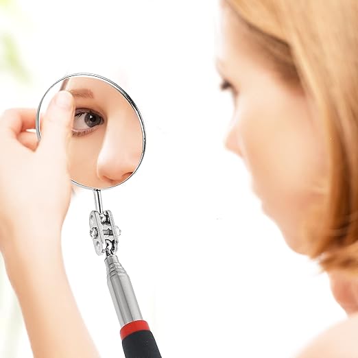 3 Pieces Telescoping Inspection Mirror Round Square Mirror Inspection Tool for Checking Vehicle, Observing Eyelashes Mouth and Other Small Parts(Oval, Square, Round Style)