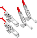 POWERTEC 4PK Toggle Clamp Set, 375 lbs & 700 lbs Holding Capacity, J Hook and Self-Lock U-Bolt Adjustable Latch for Smoker, Tool Box, Woodworking Jigs and Fixtures, Cabinet, Lids, Door, Truck (20345)