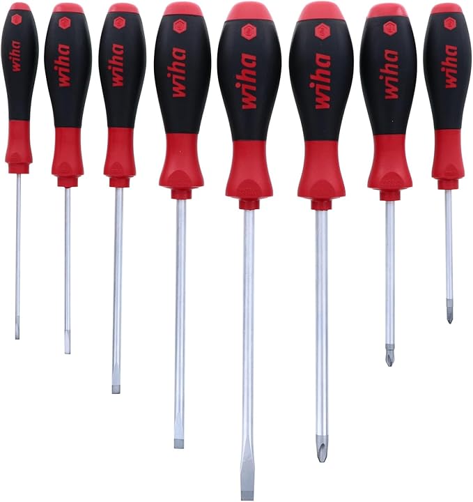 Wiha 30298 8-Piece Slotted and Phillips Screwdriver Set with Soft Finish Handles