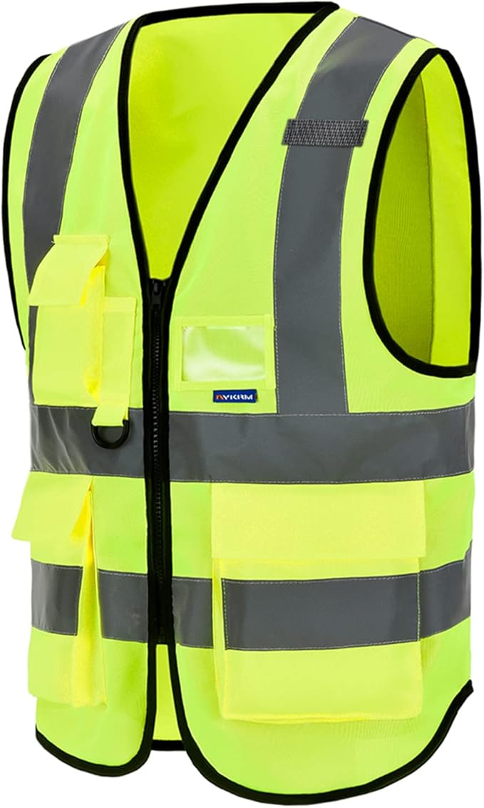 A-SAFETY Enhanced Visibility Safety Vest, Hi Viz 2 Band And Braces Waistcoat safe for Motorcycle, Running/Jogging, Bike/Bicycle Riding Outdoor Activities, Yellow