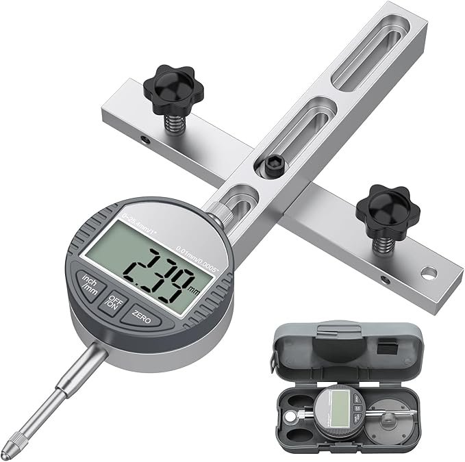 HDLNKAK Table Saw Digital Dial Indicator Gauge, for Aligning and Calibrating Work Shop Machinery Like Table Saws, Band Saws and Drill Presses