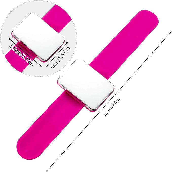 2 Pieces Magnetic Sewing Pincushion, Magnetic Wristband Pin Cushion Holder for Quilting Sewing Pins Hair Clips with Flannelette Bag, Silicone Wrist Strap Bracelet (Pink)
