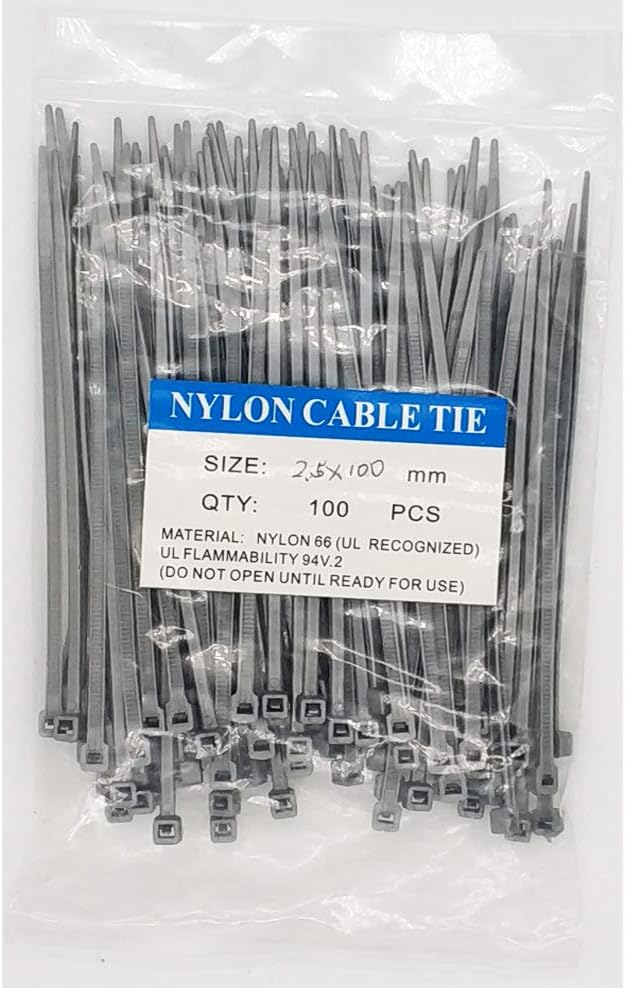 4 Inch Grey Zip Ties (100 Pieces), 18lb Strength, Nylon Gray Cable Wire Ties