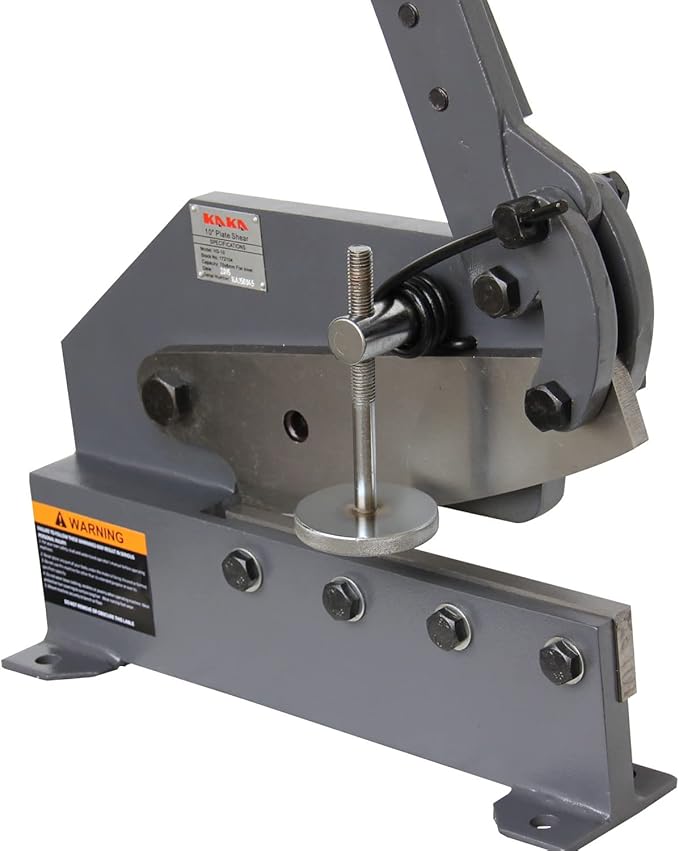 KAKA INDUSTRIAL Sheet Metal Cutter - 10 inch Manual Plate Shear HS-10 | 0.51 inch Round Steel Capacity | Bench-Mount Throatless Design