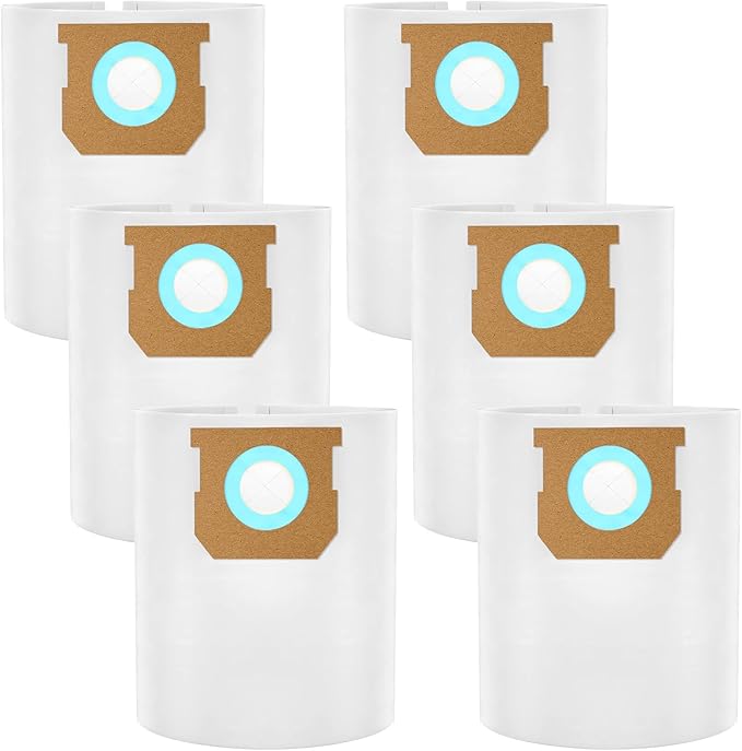 6-Pack 15-22 Gallon Bags replace for Shopvac, Type G 90663 9066300; Type J 90673 9067300 and VF2008.Disposable Wet Dry Vacuum Collection Bags, whit