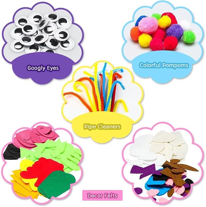 WATINC 12Pcs Hand Puppet Making Kit, Art Craft Felt Sock Puppet Toys, Creative - Image 2