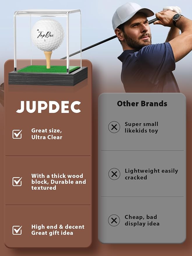 JupDec Golf Ball Display Case Clear Acrylic Memorabilia Stand Cube Holder - Image 6