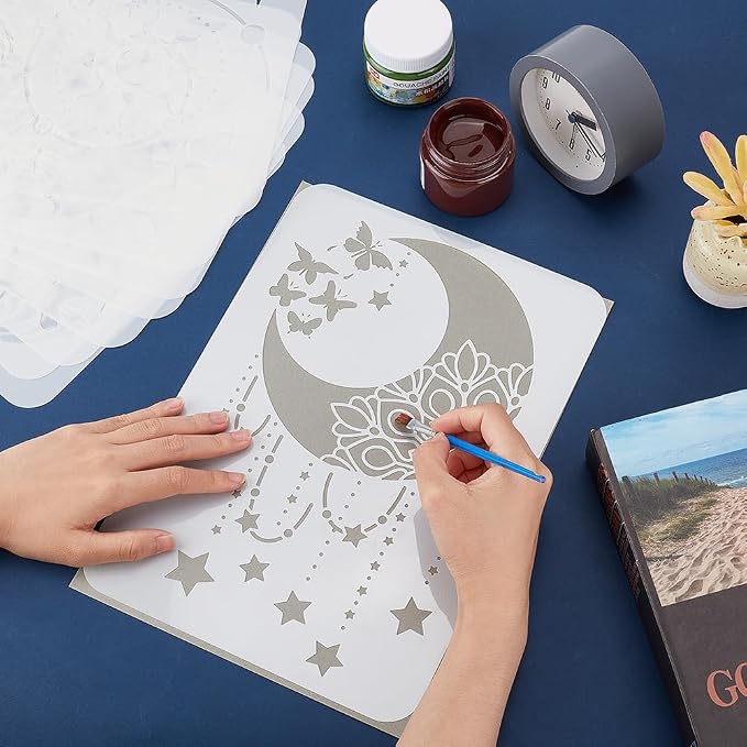 INFUNLY 9PCS/Set Sun Moon Wall Stencils - Image 3