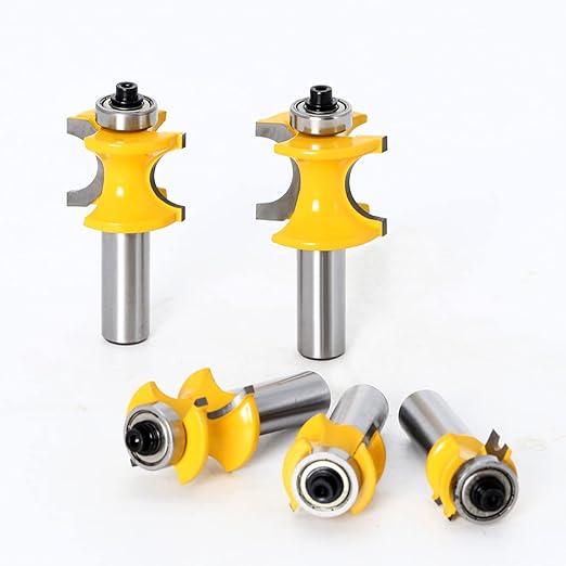 Bullnose Router Bit 1/2 Inch Shank Set 5PCS, Radius Half Round Bearing Wood Milling Cutter Drilling Carbide Tool for Door Table Cabinet Shelve.Radius 1/8" 3/16" 1/4" 5/16" 3/8"