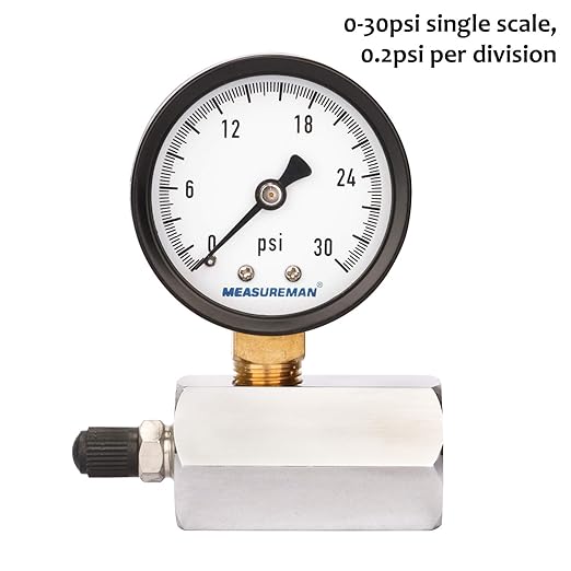 MEASUREMAN 2" Steel Gas Pressure Test Gauge Assembly, 3/4" FNPT Connection, 0-30psi, +/-3-2-3% Accuracy