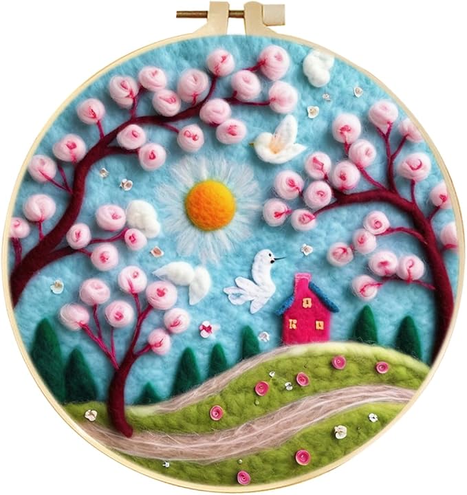 CaptainCrafts Needle Felting Kit, Wool Felt Supplies, Embroidery Hoops by CaptainCrafts