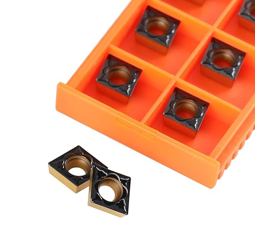Accusize Industrial Tools Ccmt32.51-P3 Cvd Coated Carbide Inserts, 10 Pcs/Box, Black and Yellow, 2200-1014