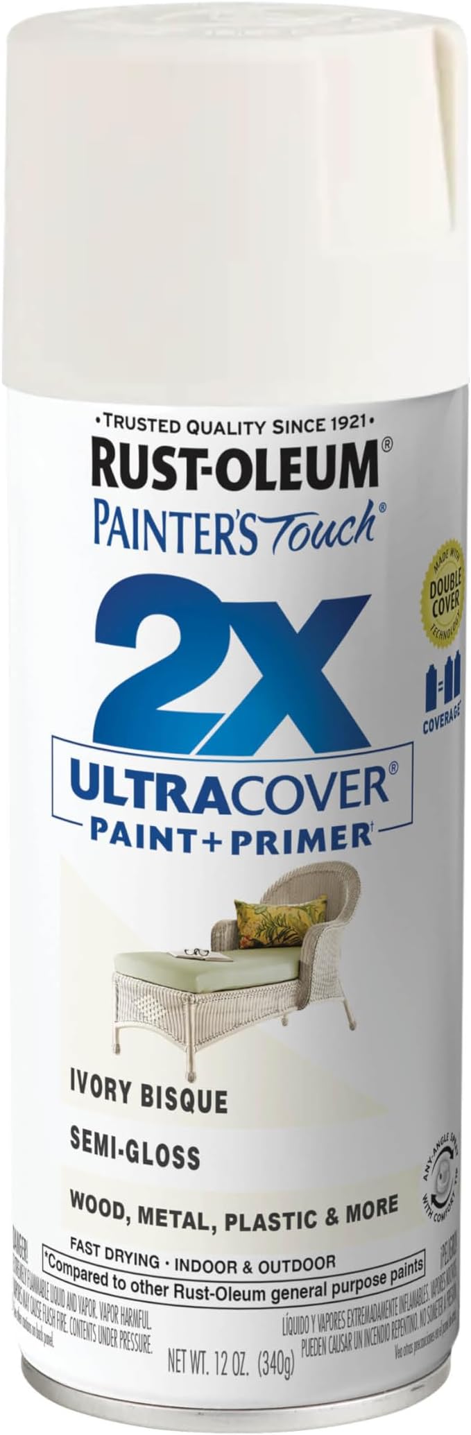 Rust-Oleum Painter's Touch 2X Spray Paint, Semi-Gloss Ivory Bisque | Indoor and by Rust-Oleum