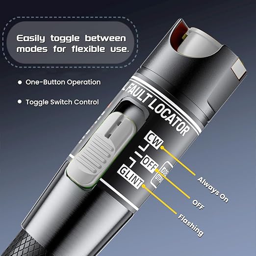 Visual Fault Locator,80-100KM Fiber Optic Cable Tester Meter, VFL Red Light Pen Light Source Testers(Black)