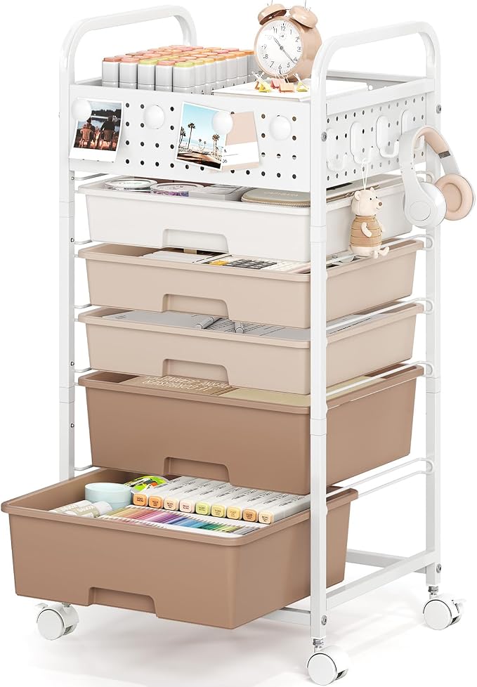 5 Drawer Rolling Storage Cart - Image 9