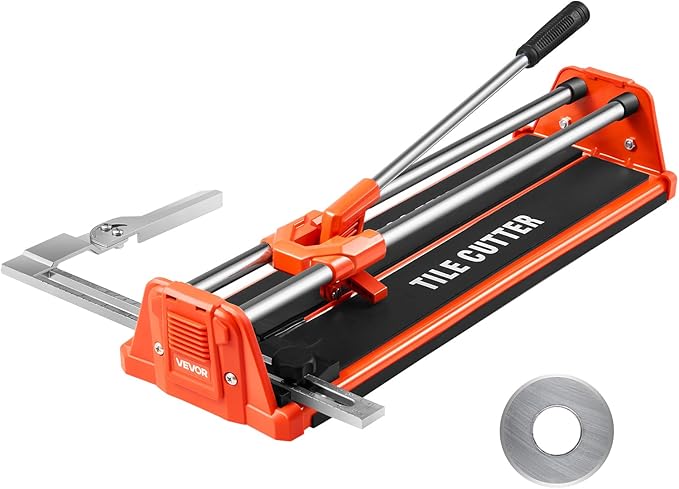 VEVOR 17-Inch Manual Tile Cutter for Wall & Polished Tiles,Double Rails for Precise Cutting, Tungsten Carbide Wheel,Non-Slip Handle,Anti-Displacement Pressure Rod,Precise Cuts for Pros & Beginners