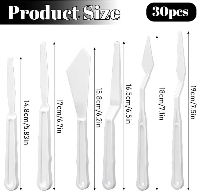 30Pcs Plastic Spatula Palette Knives Set, Pallete Knife Thin and Flexible Art - Image 2