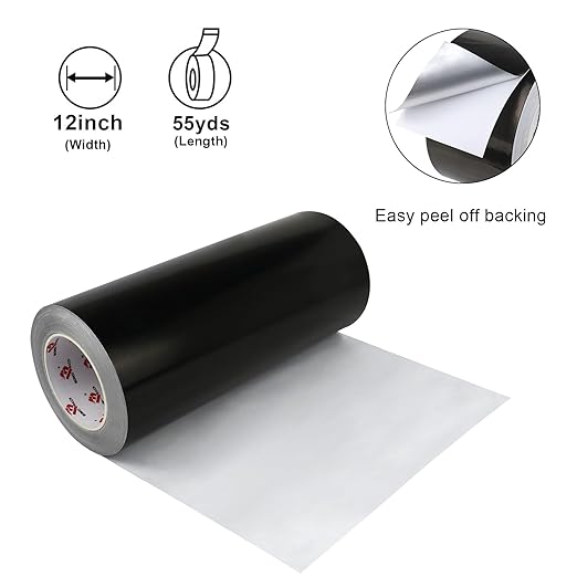 BOMEI PACK Black Aluminum Tape, 12 Inch x 165 Feet, HVAC Sealing & Patching, Pipe & Metal Repair, Waterproof & Temperature Resistant