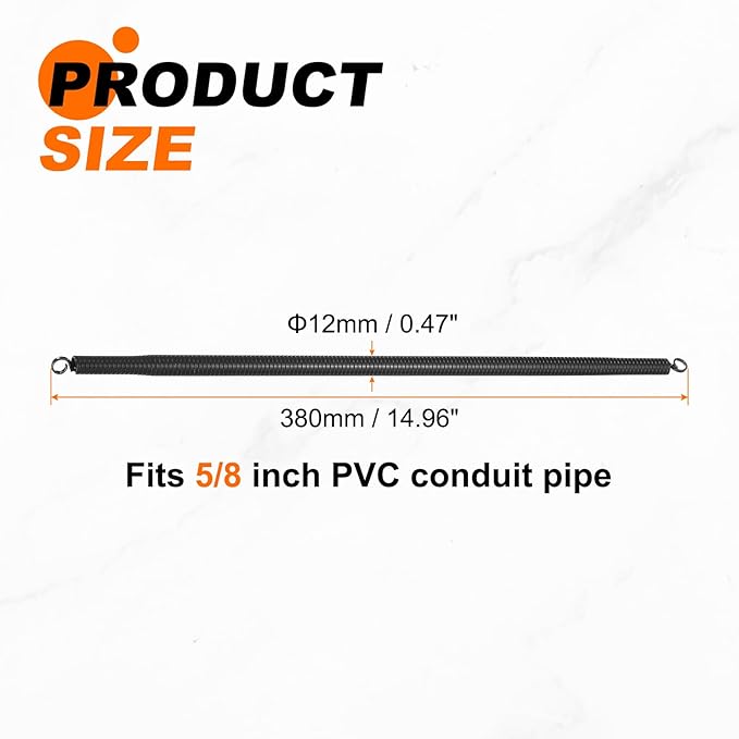HARFINGTON PVC Spring Tube Bender 12mm OD 380mm Long A Type Conduit Pipe Bender Bending Spring for Pipe Bending Devices in Home Hydropower, Black