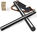 Fire Starter Survival Tool, Ferro Rod Kit with Leather Neck Lanyard and Multi-Tool Striker, Flint and Steel Survival Igniter with Tinder Rope and Tab for Camping, Hiking and Emergency
