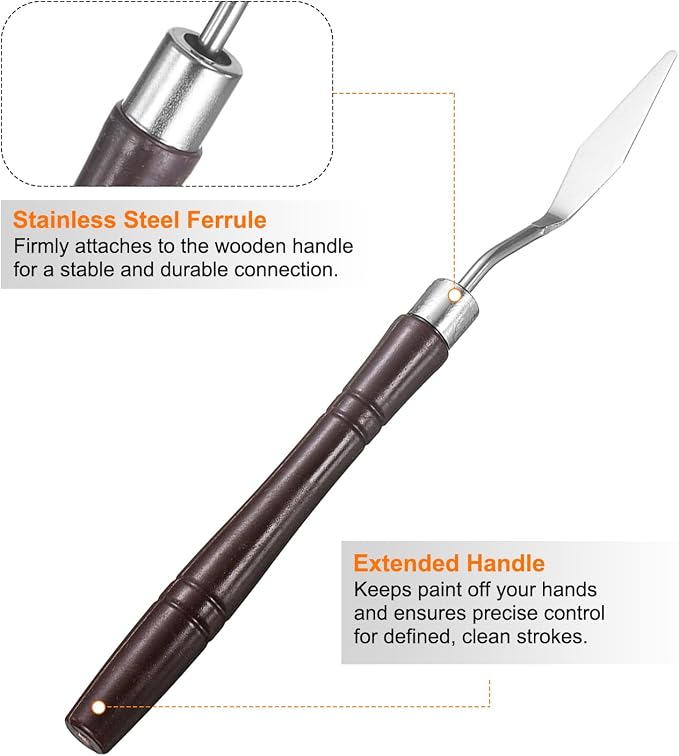 HARFINGTON 8pcs Palette Knife Painting Tool 6.3" Pointed Stainless Steel Blade - Image 4