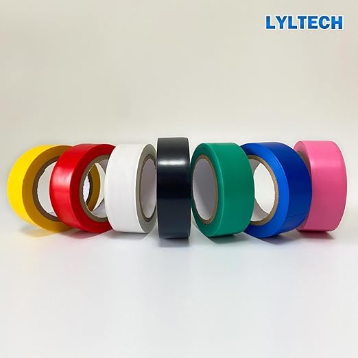 Electrical Tape Colors 7 Rolls 3/4-Inch by 30 Feet, Waterproof,Strong Adhesive, Durable, Easy-Wrap,Pink, Yellow, Red, Green, Blue, White, Black
