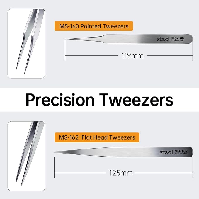 stedi 2PCS Precision Thickened Tweezer Set, Model Hobbyist Tools, Ultra - Image 7